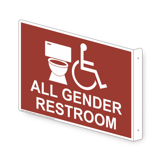 Projection-Mount Canyon Accessible ALL GENDER RESTROOM Sign With Symbol RRE-25302Proj-White_on_Canyon