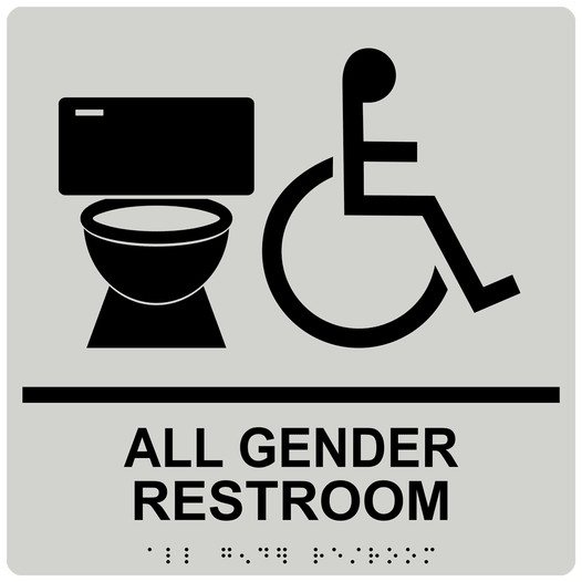 Square Pearl Gray ADA Braille Accessible ALL GENDER RESTROOM Sign - RRE-25425-99_Black_on_PearlGray