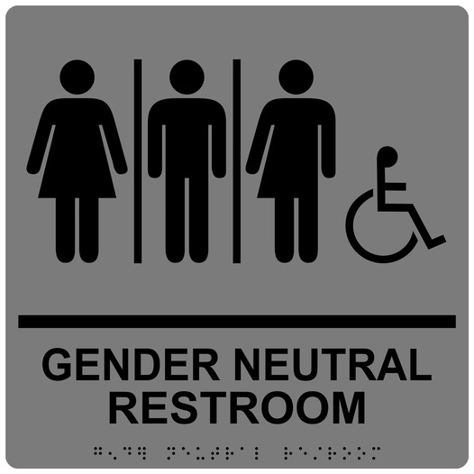 Ada Gender Neutral Restroom Sign Rre 25443 99blkongray Gender Neutral