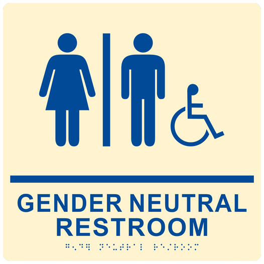 Square Ivory ADA Braille Accessible Gender Neutral Restroom Sign CS160733
