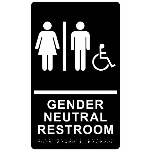 Black ADA Braille Accessible Gender Neutral Restroom Sign CS259091