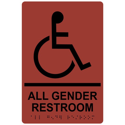 Canyon ADA Braille Accessible ALL GENDER RESTROOM Sign with Symbol RRE-35205-Black_on_Canyon