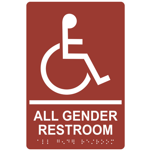 Canyon ADA Braille Accessible ALL GENDER RESTROOM Sign with Symbol RRE-35205-White_on_Canyon