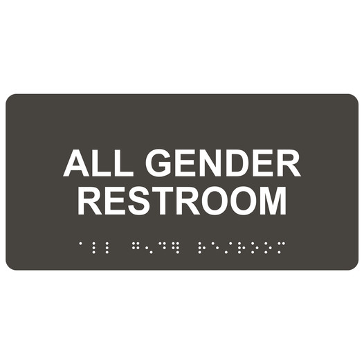 Charcoal Gray ADA Braille All Gender Restroom Sign with Tactile Text - RSME-25512_White_on_CharcoalGray