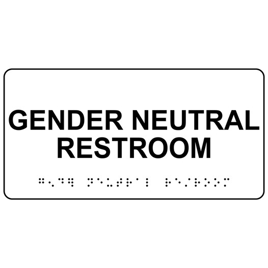 White ADA Braille Gender Neutral Restroom Sign with Tactile Text - RSME-25515_Black_on_White