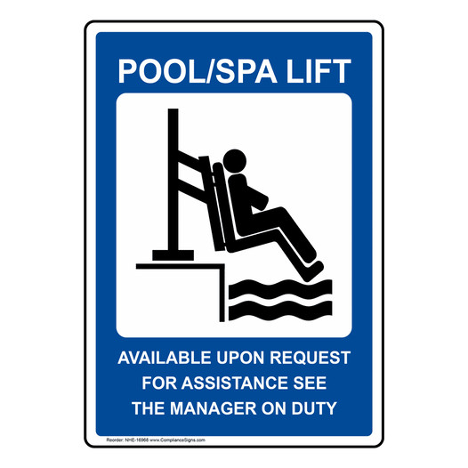Pool Spa Lift Available With Symbol Sign NHE-16968