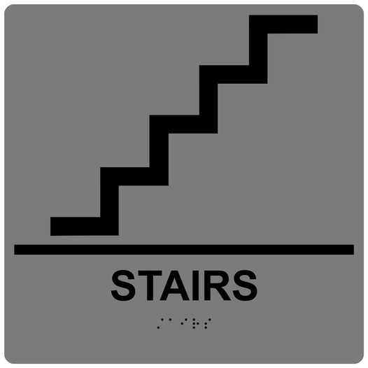Square Gray ADA Braille STAIRS Sign - RRE-220-99_Black_on_Gray