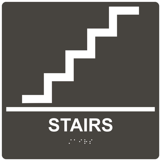 Square Charcoal Gray ADA Braille STAIRS Sign - RRE-220-99_White_on_CharcoalGray