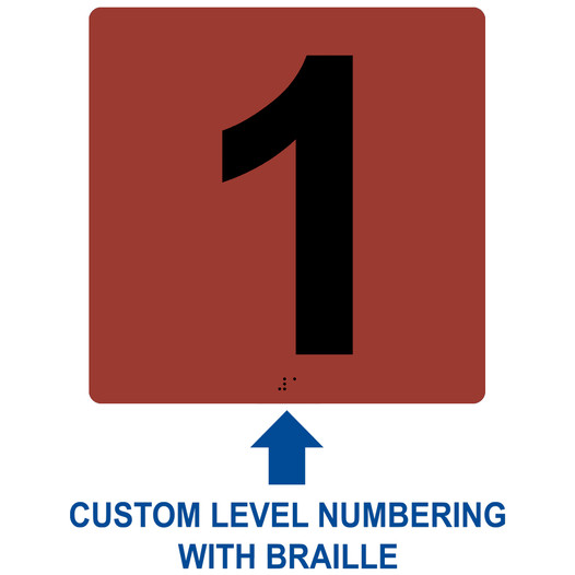 Square Canyon ADA Braille Sign With CUSTOM NUMBER RRE-675-CUSTOM_Black_on_Canyon