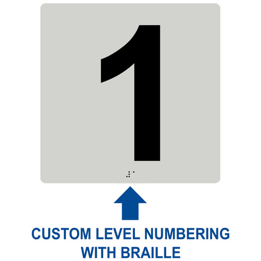 Square Pearl Gray ADA Braille Sign With CUSTOM NUMBER RRE-675-CUSTOM_Black_on_PearlGray