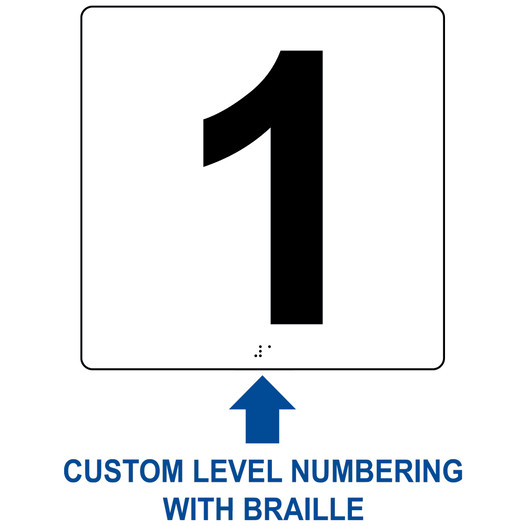 Square White ADA Braille Sign With CUSTOM NUMBER RRE-675-CUSTOM_Black_on_White