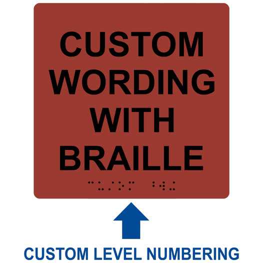Square Canyon ADA Braille Sign With CUSTOM TEXT RRE-680-CUSTOM_Black_on_Canyon