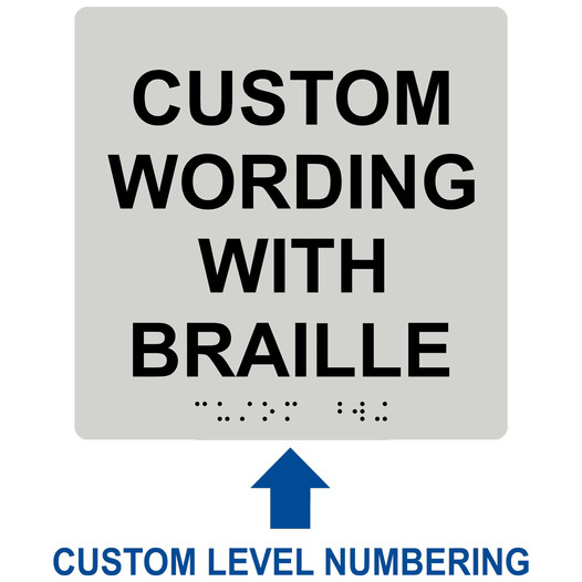 Square Pearl Gray ADA Braille Sign With CUSTOM TEXT RRE-680-CUSTOM_Black_on_PearlGray