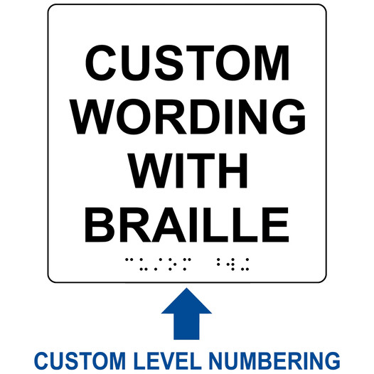 Square White ADA Braille Sign With CUSTOM TEXT RRE-680-CUSTOM_Black_on_White