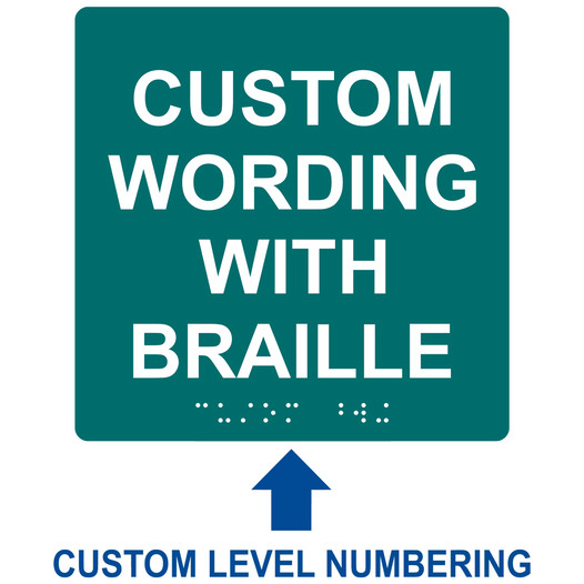 Square Bahama Blue ADA Braille Sign With CUSTOM TEXT RRE-680-CUSTOM_White_on_BahamaBlue