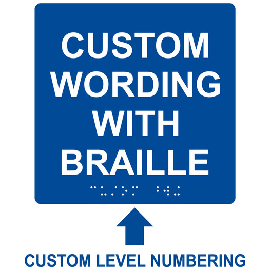 Square Blue ADA Braille Sign With CUSTOM TEXT RRE-680-CUSTOM_White_on_Blue