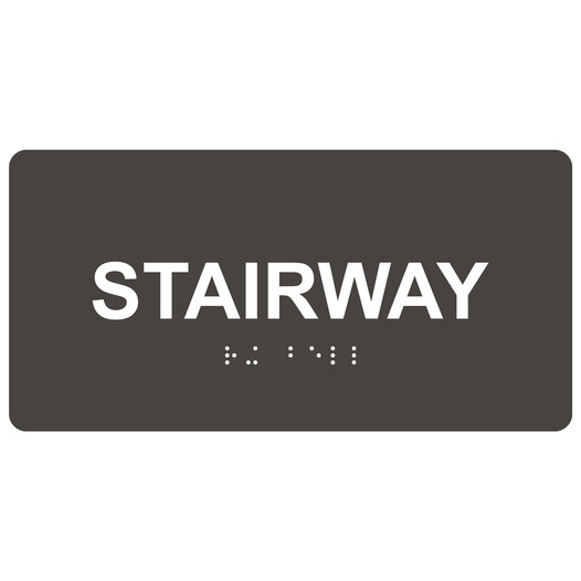 Charcoal Gray ADA Braille Stairway Sign with White Tactile Text
