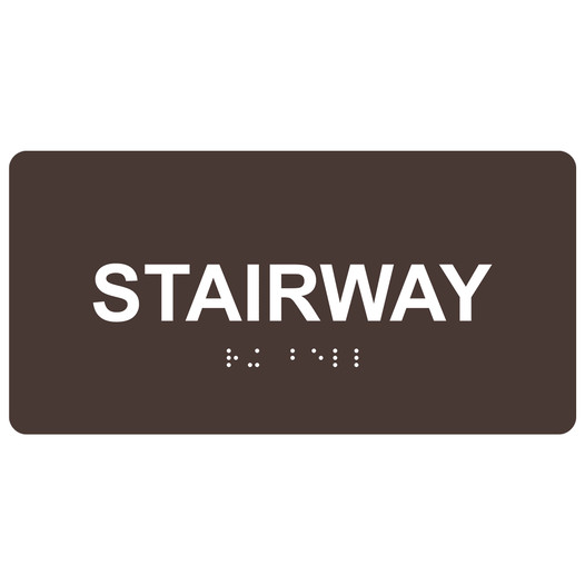 Dark Brown ADA Braille Stairway Sign with White Tactile Text