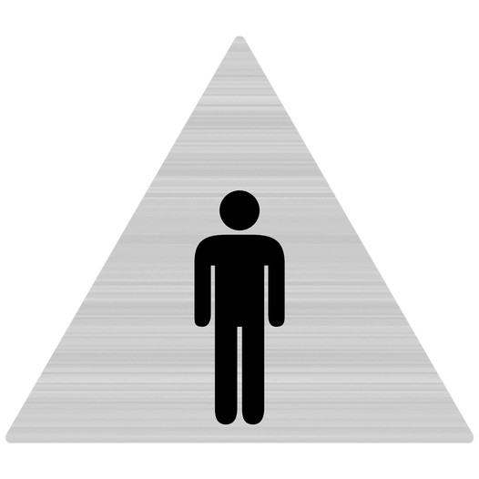 Brushed Silver Men's Restroom Door Sign with Symbol RR-145_DTS_Black_on_BrushedSilver