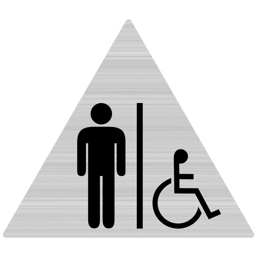 Brushed Silver Accessible Men's Restroom Door Sign with Symbol RR-150_DTS_Black_on_BrushedSilver