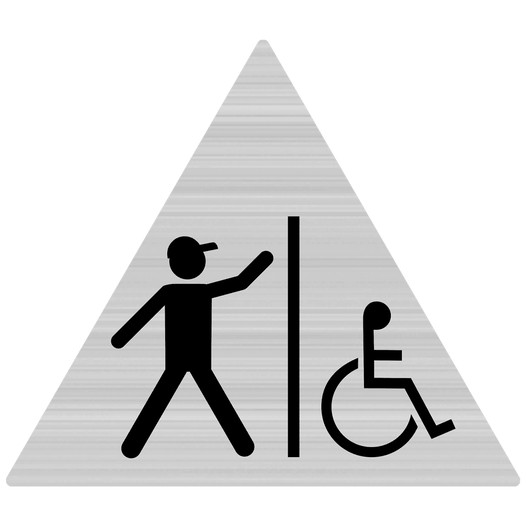 Brushed Silver Accessible Boy's Restroom Door Sign with Symbol RR-160_DTS_Black_on_BrushedSilver
