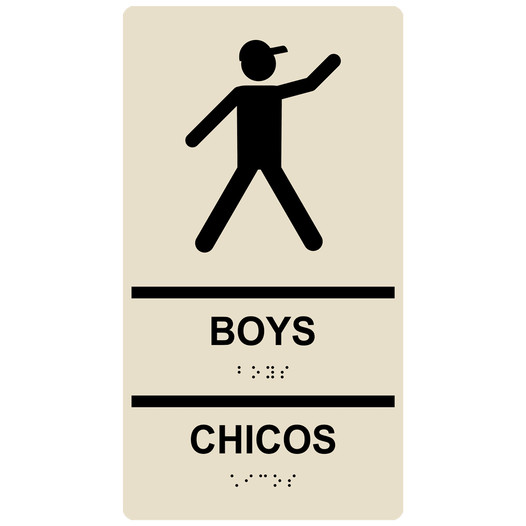 Almond ADA Braille BOYS - CHICOS Restroom Sign RRB-155_Black_on_Almond