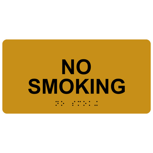 Gold ADA Braille No Smoking Sign with Tactile Text - RSME-460_Black_on_Gold