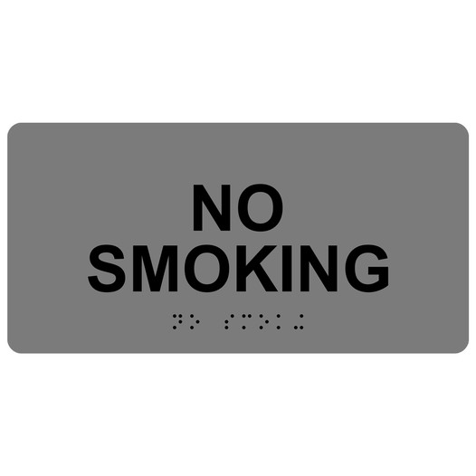 Gray ADA Braille No Smoking Sign with Black Tactile Text
