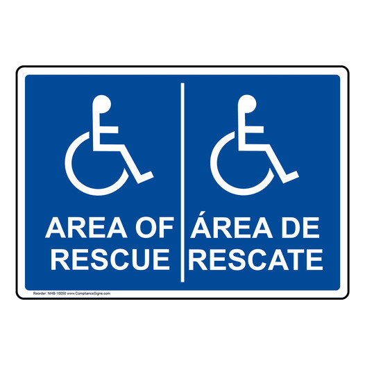 ADA Area Of Rescue Bilingual Sign With Symbol NHB-10050