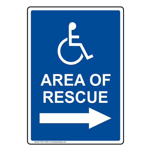 ADA Area Of Rescue With Right Arrow Sign NHE-13186 Emergency Response