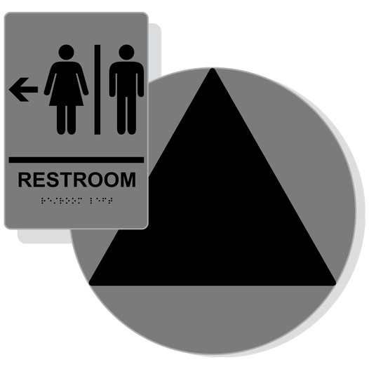 Black on Gray California Title 24 Unisex Restroom Left Sign Set RRE-14818_DCT_Title24Set_Black_on_Gray