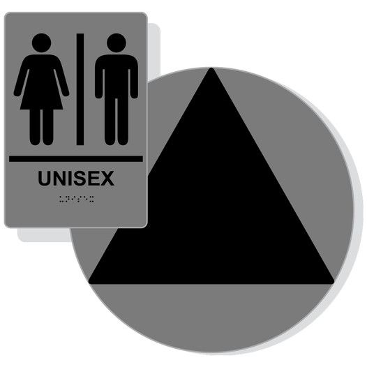 Black on Gray California Title 24 Unisex Restroom Sign Set RRE-14842_DCT_Title24Set_Black_on_Gray