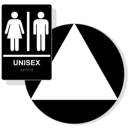 White on Black California Title 24 Unisex Restroom Sign Set RRE-14842_DCT_Title24Set_White_on_Black