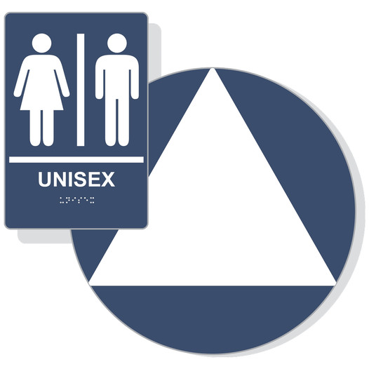 White on Navy California Title 24 Unisex Restroom Sign Set RRE-14842_DCT_Title24Set_White_on_Navy