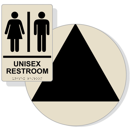 Black on Almond California Title 24 Unisex Restroom Sign Set RRE-14844_DCT_Title24Set_Black_on_Almond