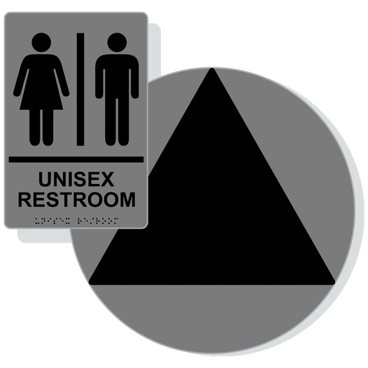 Black on Gray California Title 24 Unisex Restroom Sign Set RRE-14844_DCT_Title24Set_Black_on_Gray