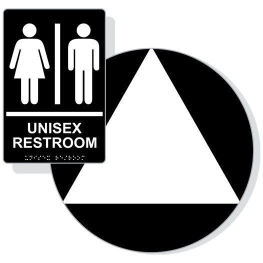 White on Black California Title 24 Unisex Restroom Sign Set RRE-14844_DCT_Title24Set_White_on_Black