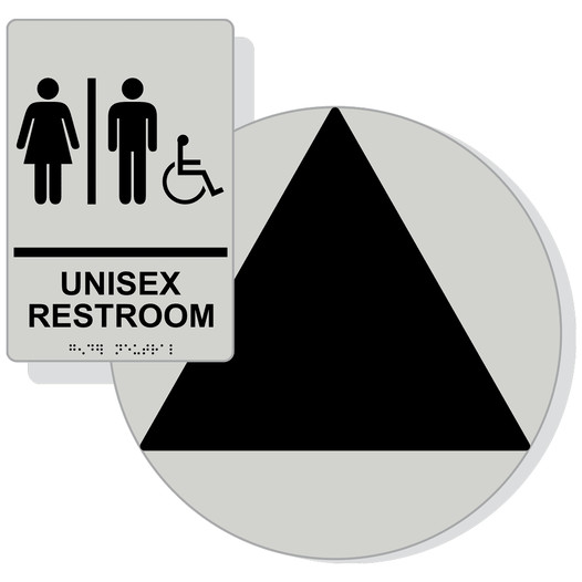Black on Pearl Gray California Title 24 Accessible Unisex Restroom Sign Set RRE-14845_DCT_Title24Set_Black_on_PearlGray