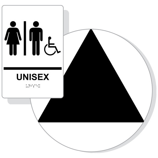 Black on White California Title 24 Accessible Unisex Restroom Sign Set RRE-19618_DCT_Title24Set_Black_on_White