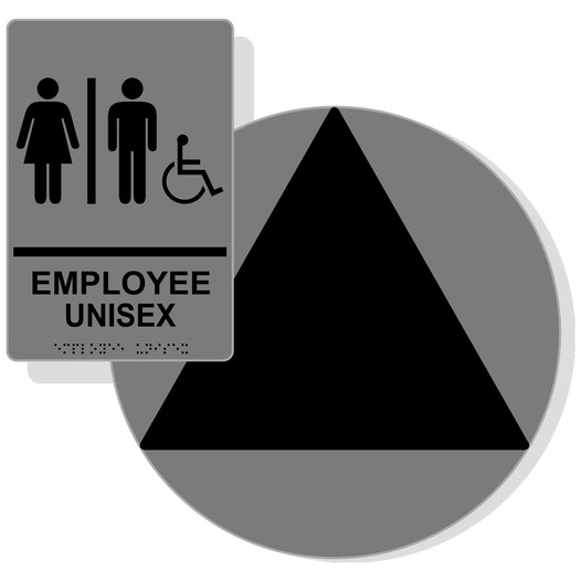 Black on Gray California Title 24 Accessible Unisex Employee Restroom Sign Set RRE-19619_DCT_Title24Set_Black_on_Gray