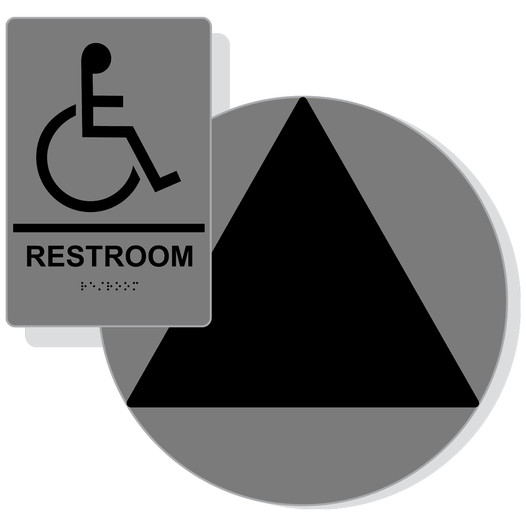 Black on Gray California Title 24 Accessible Unisex Restroom Sign Set RRE-35193_DCT_Title24Set_Black_on_Gray