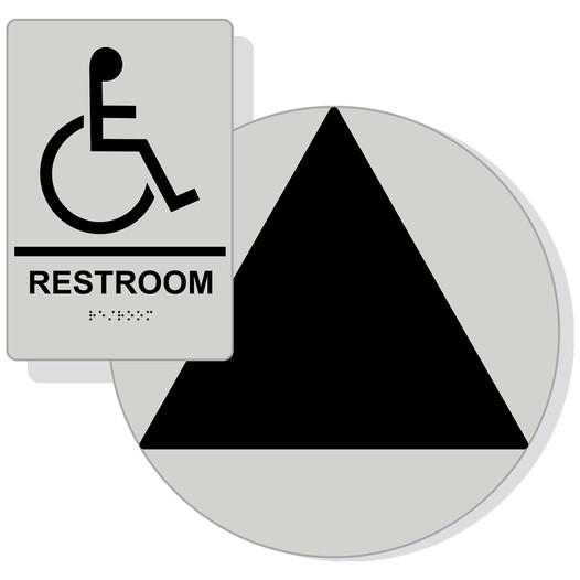 Black on Pearl Gray California Title 24 Accessible Unisex Restroom Sign Set RRE-35193_DCT_Title24Set_Black_on_PearlGray