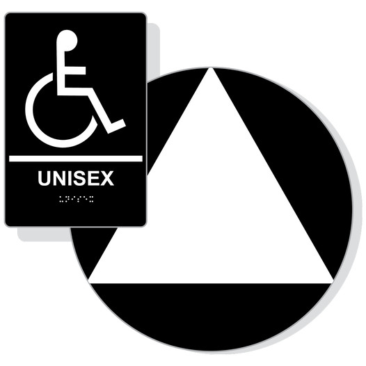 White on Black California Title 24 Accessible Unisex Restroom Sign Set RRE-35196_DCT_Title24Set_White_on_Black