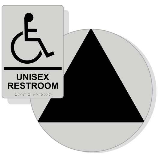 Black on Pearl Gray California Title 24 Accessible Unisex Restroom Sign Set RRE-35199_DCT_Title24Set_Black_on_PearlGray