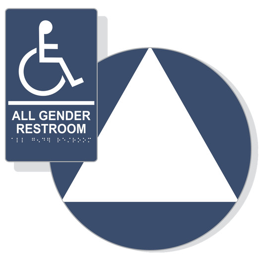 White on Navy California Title 24 Accessible All Gender Restroom Sign Set RRE-35205_DCT_Title24Set_White_on_Navy