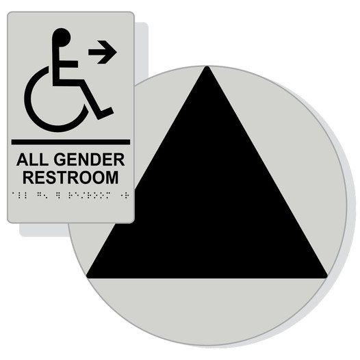 Black on Pearl Gray California Title 24 Accessible All Gender Restroom Right Sign Set RRE-35206_DCT_Title24Set_Black_on_PearlGray