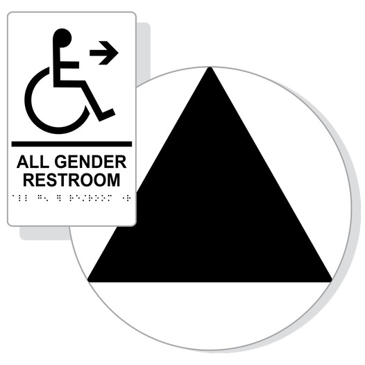 Black on White California Title 24 Accessible All Gender Restroom Right Sign Set RRE-35206_DCT_Title24Set_Black_on_White
