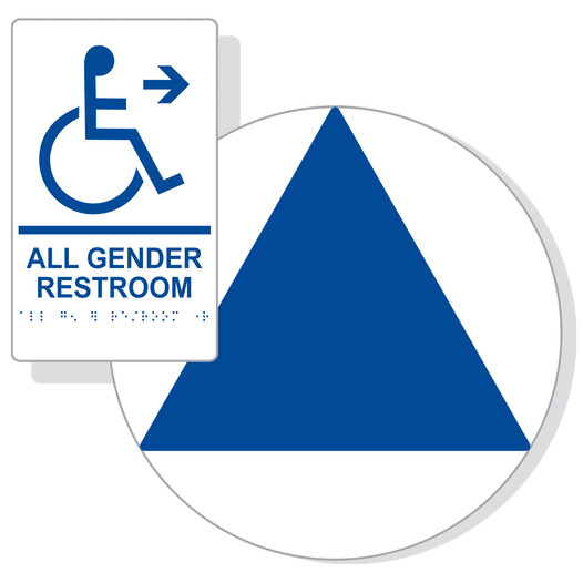 Blue on White California Title 24 Accessible All Gender Restroom Right Sign Set RRE-35206_DCT_Title24Set_Blue_on_White