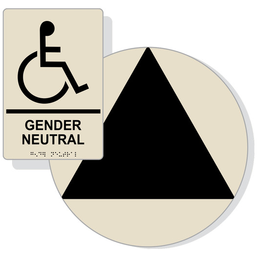 Black on Almond California Title 24 Accessible Gender Neutral Restroom Sign Set RRE-35211_DCT_Title24Set_Black_on_Almond