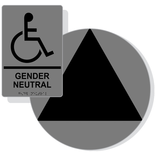 Black on Gray California Title 24 Accessible Gender Neutral Restroom Sign Set RRE-35211_DCT_Title24Set_Black_on_Gray